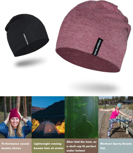 Miniatura 4 de EMPIRELION - Gorros de 9 pulgadas multifuncionales, ligeros, con ajuste ceñido, para correr, con diseño de calavera, forro para casco, gorras
