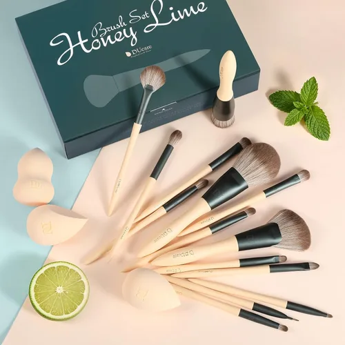 Miniatura 4 de DUcare Juego de regalo de maquillaje, 18 piezas, con 14 brochas de maquillaje, 3 esponjas de maquillaje, 1 bolsa de cosméticos para fundación