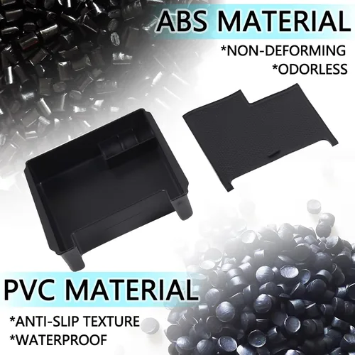Miniatura 6 de Caja de almacenamiento negra con reposabrazos para consola central, bandeja de teléfono con alfombrilla y logotipo para Volvo S60 S60L V60 XC60