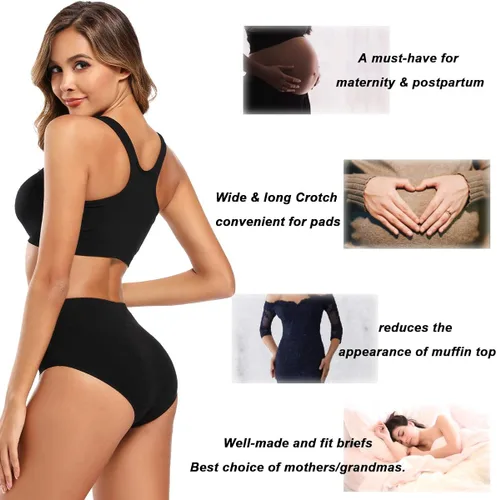 Miniatura 4 de Molasus - Ropa interior de algodón para mujer cintura alta cobertura total tallas regulares y grandes