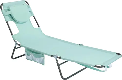 Miniatura 8 de Silla de salón de playa SunnyFeel para adultos con agujero para la cara, sillas de playa reclinables con mochila, silla de bronceado boca abajo
