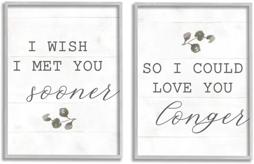 Miniatura 7 de Stupell Industries Wish I met You Sooner to Love You Longer - Cita romántica, diseñada por Daphne Polselli Art, 2 unidades, cada una de 10 x 15