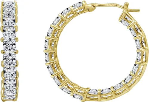 Miniatura 2 de Tienda Collection Platinum Plated Sterling Silver Hoop Earrings set with Princess Cut Infinite Elements Cubic Zirconia