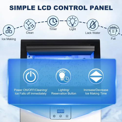 Miniatura 5 de Máquina comercial de hielo de 90 libras/24 horas, máquina de hielo de acero inoxidable bajo encimera o independiente con almacenamiento de 25