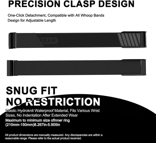 Miniatura 3 de HydroKnit - Muñequera de repuesto, cómoda e impermeable, para monitor de frecuencia cardíaca Whoop 4.0 Negro