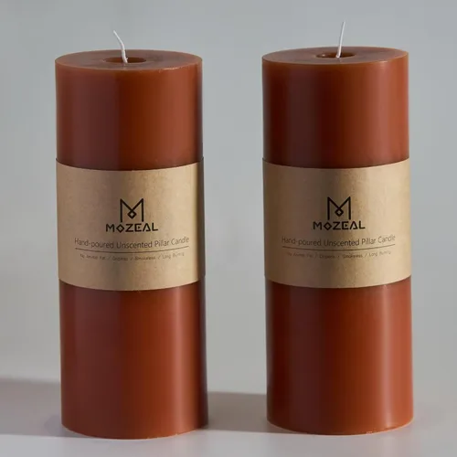 Miniatura 102 de MOZEAL Velas grandes sin perfume vertidas a mano de 3 x 8 pulgadas, sin humo, juego de 2, combustión lenta, sin goteo, aproximadamente 150 horas