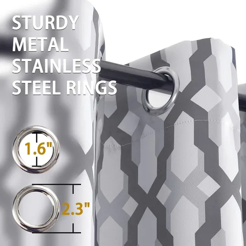 Miniatura 2 de DriftAway Mason - Cortinas térmicas opacas con ojales para ventanas, diseño geométrico de enrejado, 2 paneles, cada uno de 52 pulgadas por 63 Gris