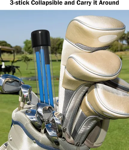 Miniatura 7 de Rhino Valley Palos de alineación de golf – Cañas de práctica de golf plegables para apuntar, poner, entrenador de swing completo, corrector