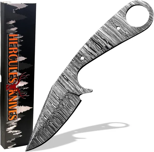 Miniatura 8 de Cuchillo de caza táctico de hoja en blanco de acero de Damasco forjado a mano personalizado Camping, supervivencia, senderismo hoja de colectores