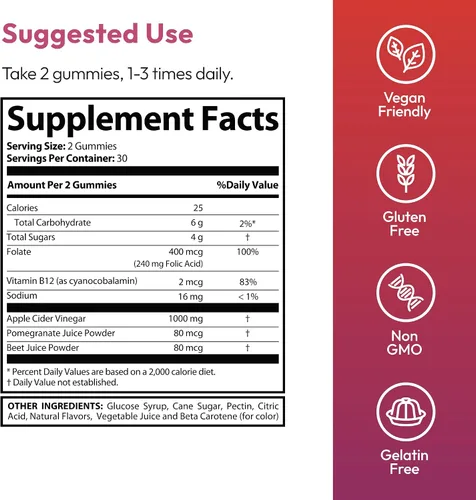 Miniatura 5 de Justified Laboratories Paquete de 2 gomitas Pure Slim Keto ACV de fórmula avanzada de 1000 mg PureSlim Keto Gummies Vinagre de sidra de manzana
