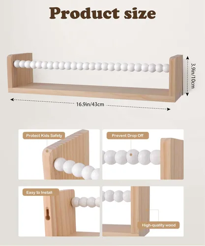 Miniatura 3 de Juego de 4 estantes flotantes blancos para pared para habitación de niños, estantería infantil (juego de 4 blanco)