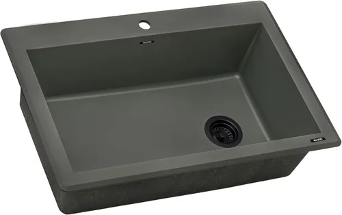 Miniatura 3 de Ruvati RVG1033RN - Fregadero de cocina de cuarzo compuesto de granito de 33 x 22 pulgadas, montaje superior, color verde enebro Verde (Juniper Green)
