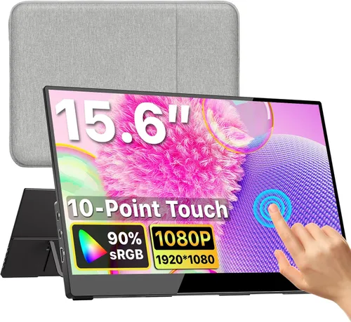 Miniatura 13 de kksmart Monitor portátil de 15.6 pulgadas 1080P FHD 86% sRGB 60Hz, monitor de viaje para laptop, MacBook Surface PC, Xbox PS5, HDMI Dual USB-C VESA