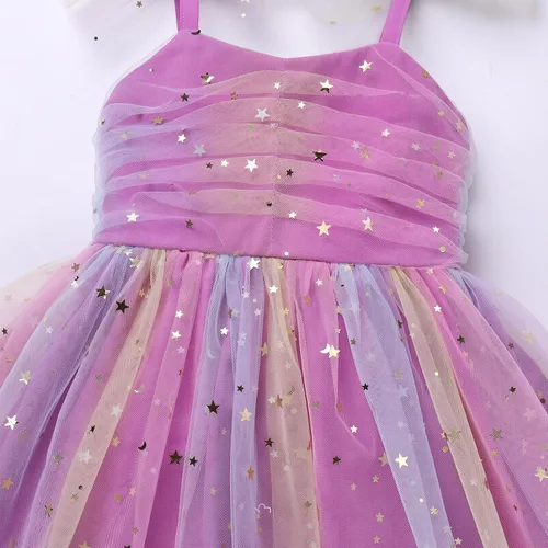 Miniatura 148 de IMEKIS Vestido de princesa de cumpleaños para niña pequeña, confeti brillante, bohemio, arco iris, pastel, sesión de fotos, traje para 1-6T