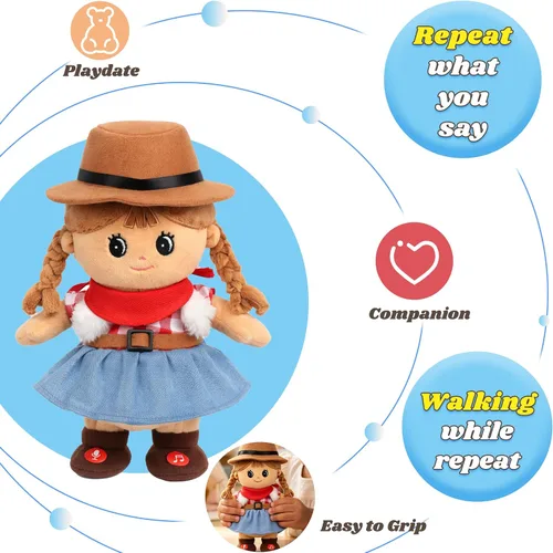 Miniatura 6 de Hopearl Muñeca negra que habla y canta, repite lo que dices, muñeca negra que camina, juguete animado interactivo, eléctrico, regalo de peluche