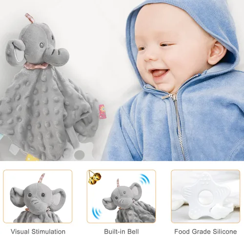 Miniatura 3 de iAOVUEBY Regalos de baby shower, regalos de bebé, juego de regalo de Navidad para recién nacidos, manta de bebé esencial de elefante, sonajero