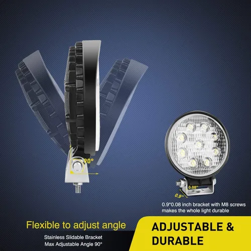Miniatura 6 de Nilight - Barra de luz LED de 10 piezas de 4.5 pulgadas 27W, luz redonda de inundación para todo terreno, luces antiniebla, luces de conducción todo