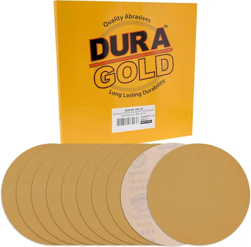 Dura-Gold Discos de lijado de paneles de yeso de 9 pulgadas de alta calidad, grano 180 (caja de 10), discos de papel de lija de alto rendimiento con