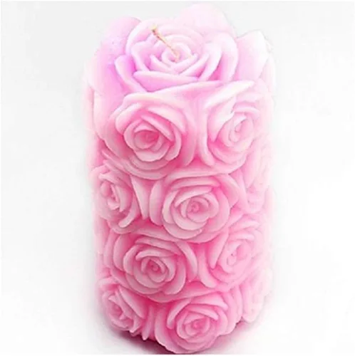 Miniatura 2 de Moldes de vela cilíndrica de rosa grande que hace moldes de vela de silicona para velas 3D molde de vela para velas de boda de arte
