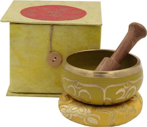 Miniatura 5 de DharmaObjects® Juego de regalo de caja de cojín de mazo azul tibetano para meditación OM (verde)