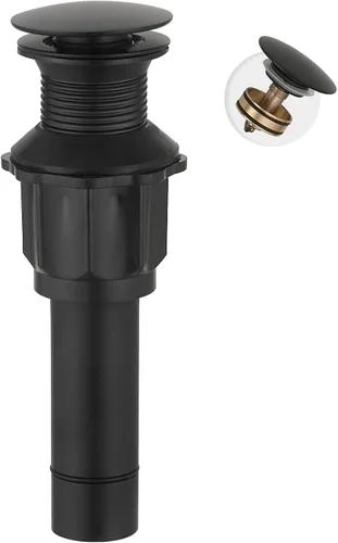Miniatura 15 de BWE Tapón de drenaje negro para fregadero con desbordamiento, se adapta al orificio estándar del fregadero de baño de 1-1/2 a 1-3/4 pulgadas, negro