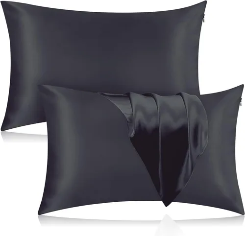 Funda de almohada de seda para cabello y piel, paquete de 2 fundas de almohada 100% seda de morera 25 momme, 600 hilos, fundas de almohada de seda