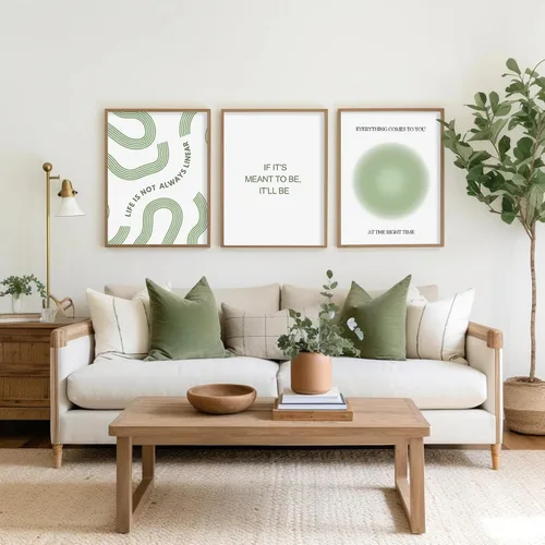 Miniatura 3 de Arte de pared verde salvia para pared, terapia de oficina, lienzo para decoración de pared, póster motivacional, citas inspiradoras, impresiones