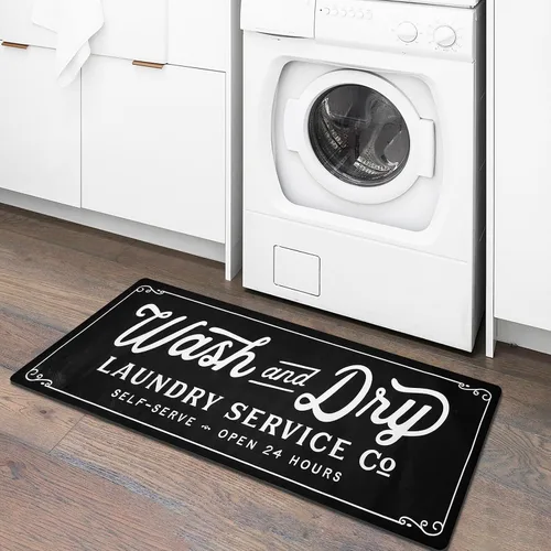 Miniatura 8 de KOZYFLY Alfombra Antideslizante para Lavandería de 20"x60", Alfombras de Cocina Lavables, Alfombra de Lavandería Impermeable, Alfombra para Marrón