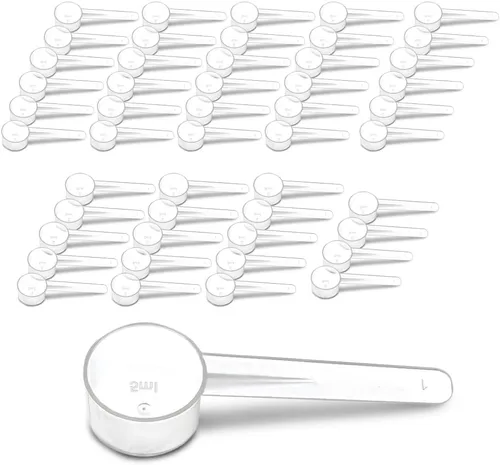 Miniatura 8 de Juego de 20 cucharas medidoras con mango corto, 1 cucharadita (0.2 fl oz), cucharas de plástico transparente para creatina, café, granos, especias