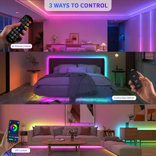 Miniatura 4 de COB RGB Tiras de Luces Inteligentes IC de 20 pies/6M Certificadas UL 24V Tira de Luz de Flujo de Color Multicolor Cinta de Luces Flexible