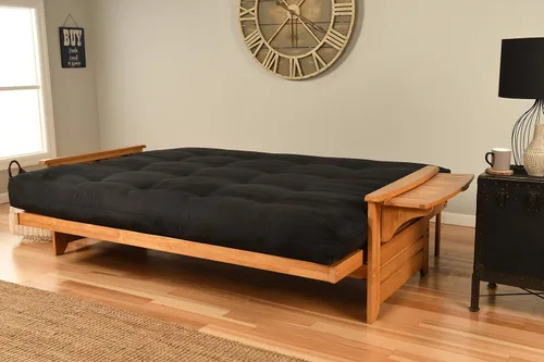 Miniatura 4 de Kodiak Furniture Phoenix - Juego de futón tamaño Queen en acabado de nuez, colchón negro de gamuza Colchón de gamuza negra