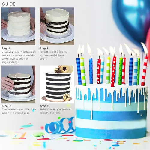 Miniatura 5 de JOERSH 4 raspadores acrílicos para tartas, peines transparentes, glaseado, crema de mantequilla, borde más suave para decoración de crema