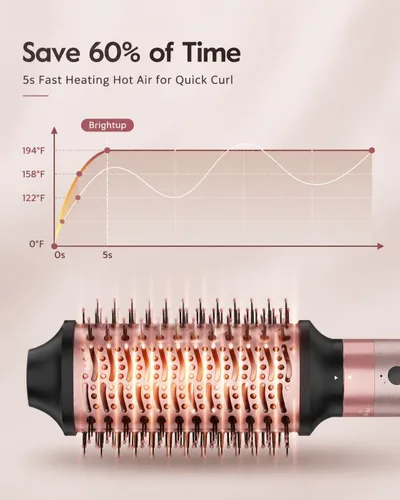 Miniatura 6 de Brightup Air Styler 5 en 1, cepillo secador de pelo de alta velocidad de 1400 W, rizador de pelo automático profesional con botón de disparo frío