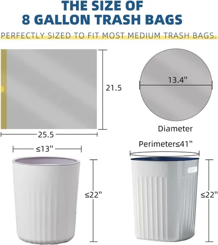 Miniatura 3 de Bolsas de basura, cordón, 45 bolsas de basura de 8 galones, bolsas de basura, forros de basura para baño, dormitorio, oficina, papelera