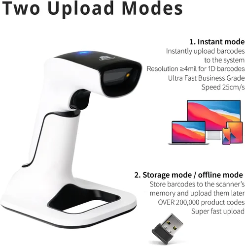 Miniatura 4 de ScanAvenger Escáner de Código de Barras Bluetooth Inalámbrico Portátil 1D&2D con Soporte Bluetooth: Escáner de Mano 3-en-1, Inalámbrico, Pistola