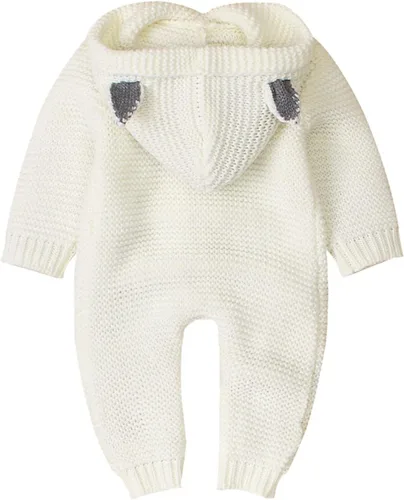 Miniatura 4 de TBUIALL Conjunto de suéter de invierno para bebés, niños y niñas, para mantener el calor, de punto, con capucha, lindo oído