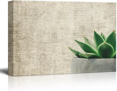 Miniatura 32 de wall26 Lienzo decorativo para pared, diseño de planta suculenta sobre fondo de estilo retro, arte moderno para el hogar, listo para colgar, 12.0 x