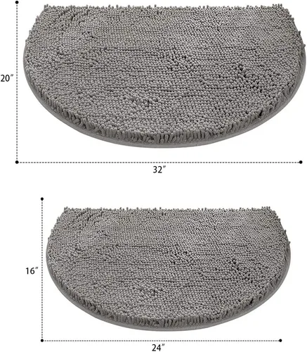 HYFAN Alfombra de baño de felpilla de microfibra semicircular antideslizante, súper absorbente, de secado rápido, tapete de ducha suave y lanudo