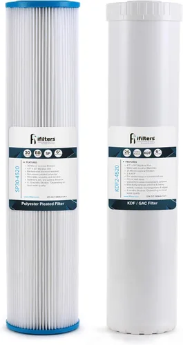 Miniatura 2 de iFilters Juego de cartuchos de filtro de agua de repuesto para sedimentos y GAC/KDF para toda la casa 100% compatible con sistemas duales de 4.5 x