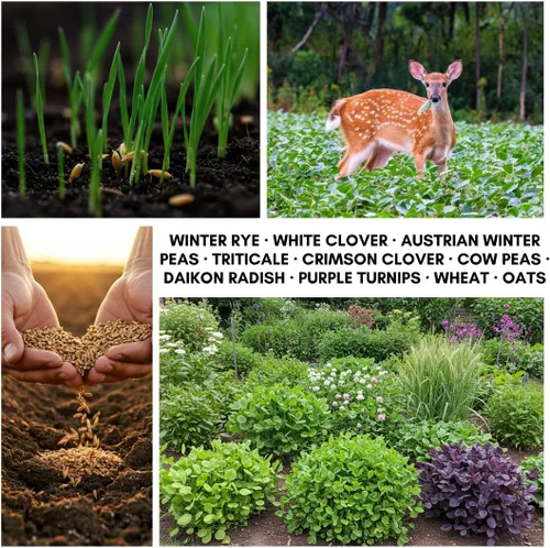 Miniatura 2 de No-Till Cover Crop 10 Seed Mix - Centeno de invierno, trébol blanco, guisantes de invierno austriacos, triticale, trébol carmesí, guisantes de vaca