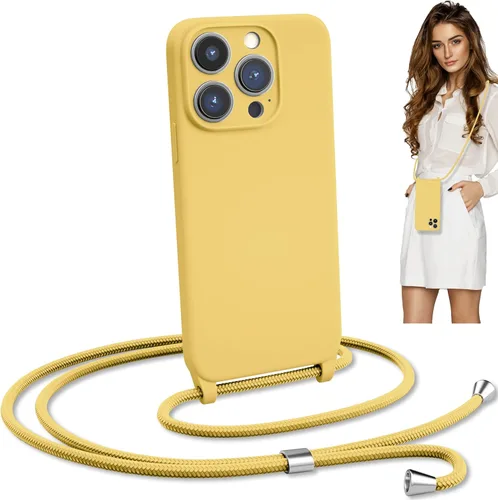 Miniatura 13 de Estuche cruzado con cordón para iPhone 15 Pro, cuello y muñeca, manos libres, correa ajustable y desmontable, protección contra caídas, silicona a