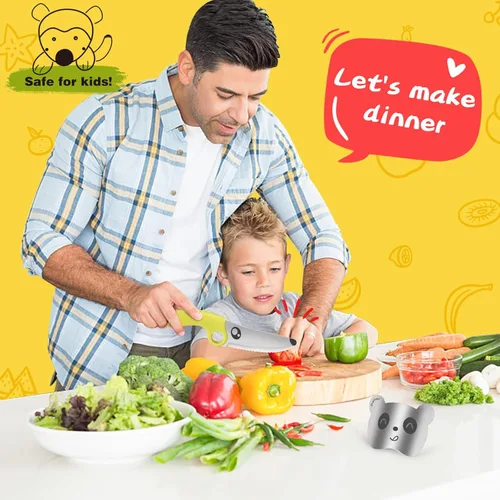 Miniatura 7 de Juego de cuchillos para niños para cocina real con anillo educativo, delantal ajustable y sombrero de chef, cuchillo de entrenamiento para niños