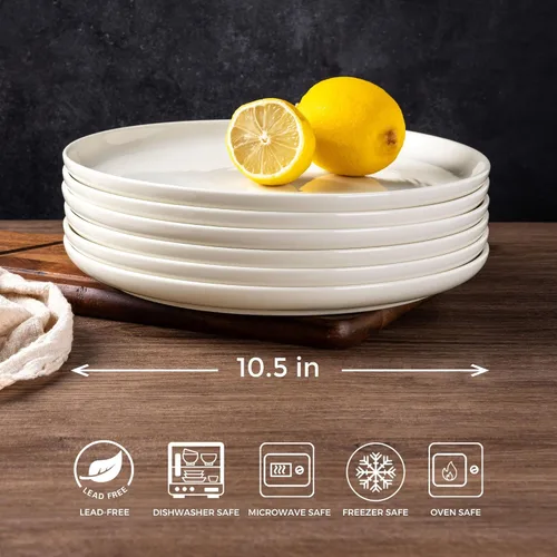 Miniatura 3 de AmorArc - Juego de platos de cena de 6 unidades, platos grandes de cerámica de 10.5 pulgadas para cocina, juego de platos de porcelana para cena