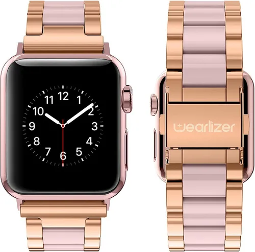Miniatura 2 de Wearlizer - Correa compatible con Apple Watch de 38/40/41/42 mm; pulseras de moda para mujer, acero inoxidable + resina metálica de repuesto