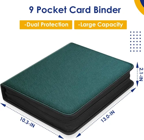 Miniatura 4 de Carpeta para tarjetas coleccionables, carpeta de tarjetas de béisbol de piel sintética con 900 bolsillos laterales de carga, carpeta de tarjetas