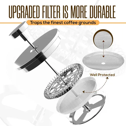Miniatura 4 de Cafetera francesa - para café espresso y té - por Utopia Kitchen, Acero inoxidable Plateado