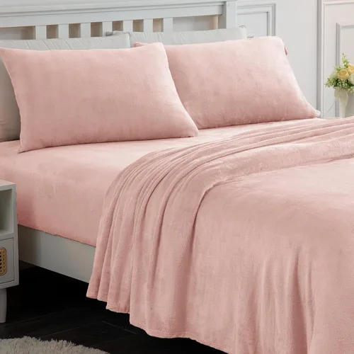 Miniatura 13 de Softan Sábanas de Vellón Tamaño Full, Suaves Como Franela, Sábanas de Felpa Cálidas y Esponjosas, Ropa de Cama de Microvellón Polar de Terciopelo