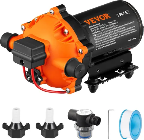 Miniatura 11 de VEVOR Bomba de Lavado, 12 V CC, 7 GPM 60 PSI, máx. 10 pies de elevación, bomba de agua autocebante, con válvula EPDM, colador universal de agua