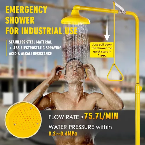 Miniatura 4 de CGOLDENWALL Estación de lavado de ojos de ducha de emergencia Safty Shower Combinación Estación de lavado de ojos con ducha, hilo NPT, con señal