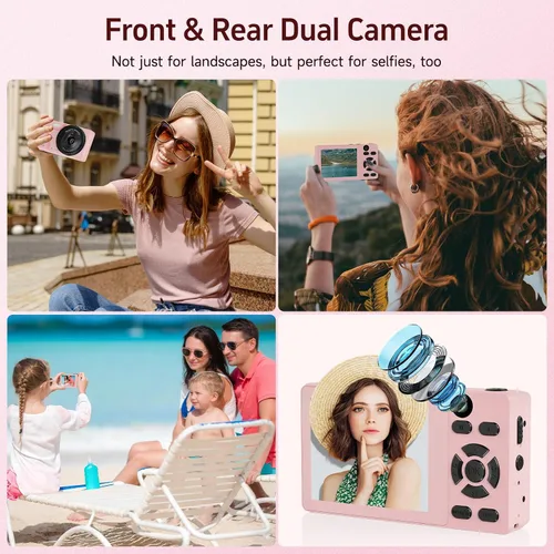 Miniatura 3 de Cámara de vlogging 4K de 64 MP, cámara digital de enfoque automático rápido de 64 GB con doble cámara, lente ancha, batería de 2000 mAh y zoom
